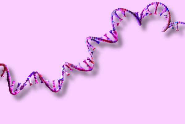 illustrazione di molecola di mRNA su sfondo uniforme