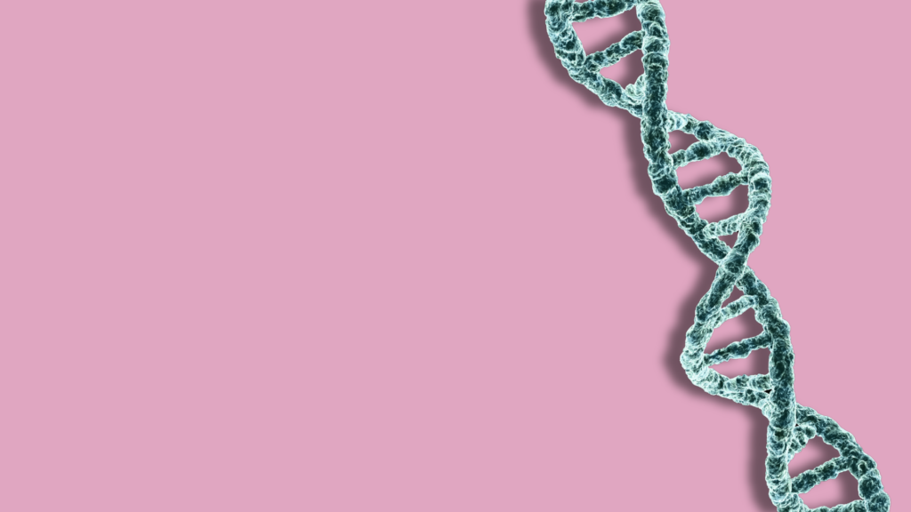 un tratto di DNA virtuale su sfondo rosa