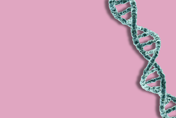 un tratto di DNA virtuale su sfondo rosa