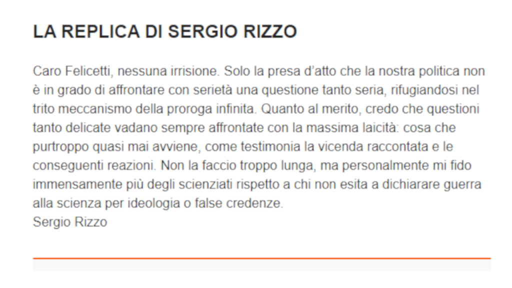 replica di sergio rizzo a lav